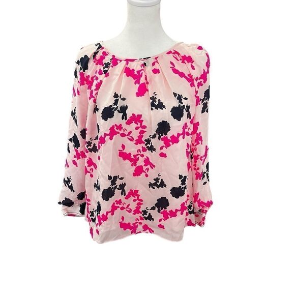 Tanya Taylor 100% Silk Print Long Sleeve Flowy Blouse Size 8 - Picture 1 of 8